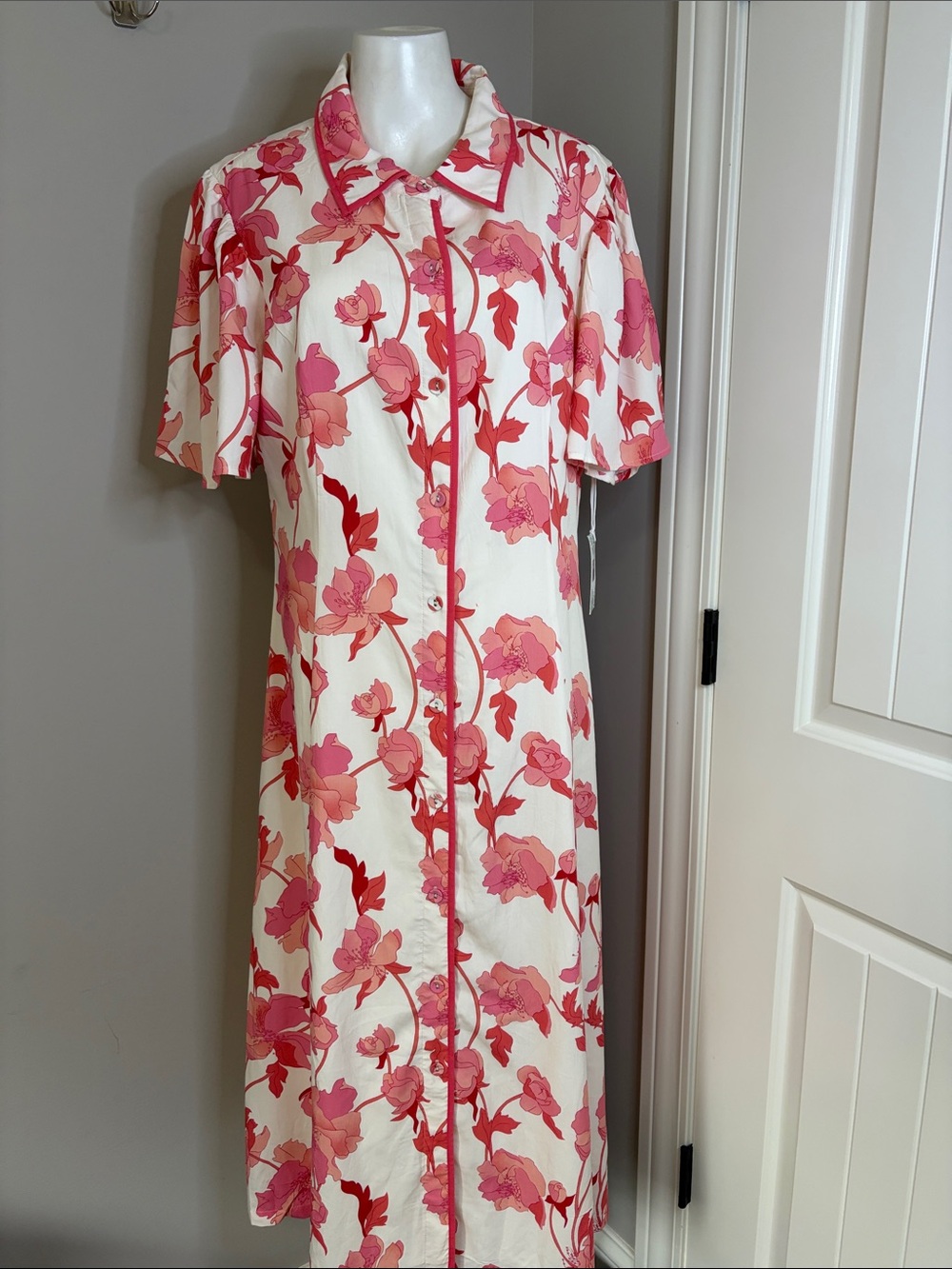 Tuckernuck Hyacinth House Peppa Midi Dress Coral Multi Floral Sz XL NEW - Picture 6 of 16